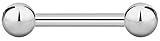 Forbidden Body Jewelry 16g 8mm Internally Threaded Titanium Straight Barbell Body Piercing, 3mm Balls