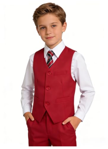 Image of Boys Formal Suits Slim Fit Vest Pant Set for Kids Wedding Tuxedo