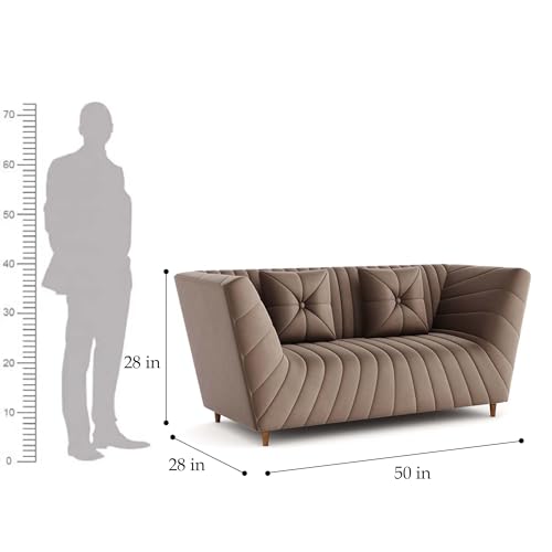 Image of Amazon Brand - Solimo Corell Tufted Velvet Fabric 3+2 Seater Sofa for Living Room Furniture (Brown)|3 Year Warranty