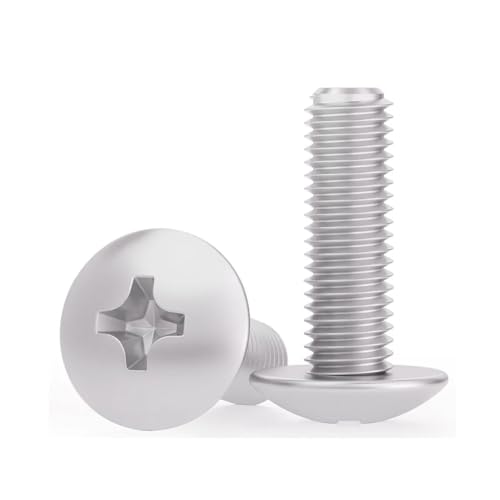 t@Xi[lW 50Pcs 6061# Aluminum Alloy Cross Recessed Truss Phillips Metal Machine Screws M3 M4 Big Flat Mushroom Metal(6mm,M3 (50pc