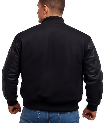 Varsity Letterman Leather Sleeve Jackets for Men - College Baseball Bomber High School Wool Jacket4