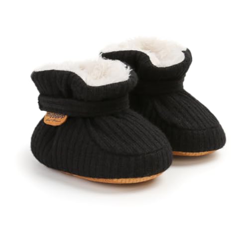 Image of GDSDYM Baby Booties Cozy Fleece Slippers Soft Baby Shoes With Gripper Soles, Winter Infant Newborn Crib Sock Shoe Warm Footwear First Walkers