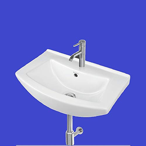 Image of Wash Basin Wall Hung Mounted Glossy Finish White Sink for Bathroom (18 x 14 x 6 Inch)