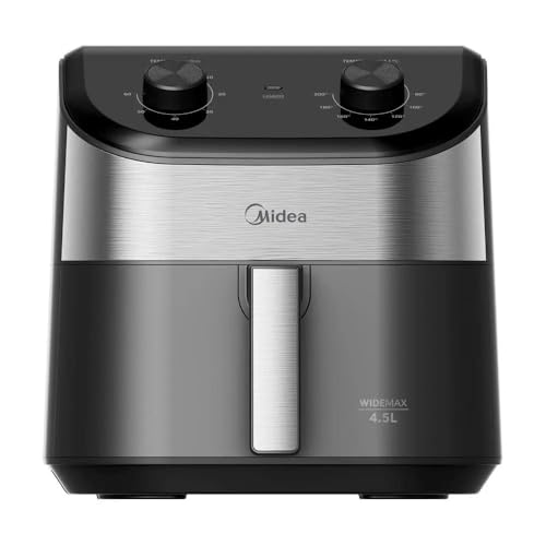 Fritadeira Midea Air Fryer 4,5L, design de dois botões, ampla faixa de temperatura de 80°C a 200°C, prato antiaderente para vegetais, 1550W, 110V, FWM45P1