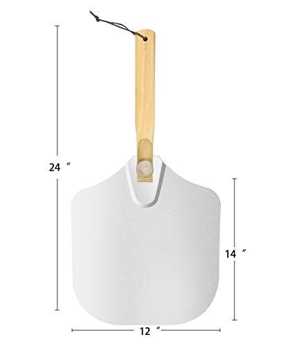 Vodche Aluminum Pizza Peel 12 x 14 Inch Pizza Spatula with Foldable Wood Handle, Easy Storage Pizza Paddle Pizza Turning Tool for Homemade Pizza and Baking Bread - Thumbnail 7