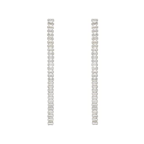 Image of I Jewels Valentines Special Sparkling Glamorous Silver Plated CZ and American Diamond Tassel Drop Fashionable Earrings for Women /Girls (E3117-118S)