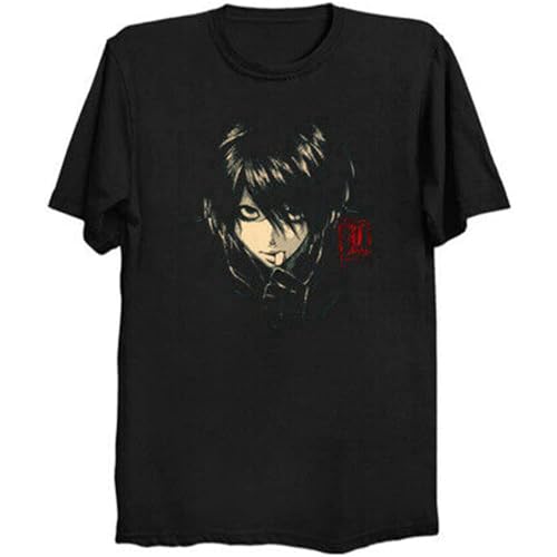 Image of Bear Coming Detective L Lawliet Death Note Kira Light Shinigami Manga Anime T Shirt Black XL