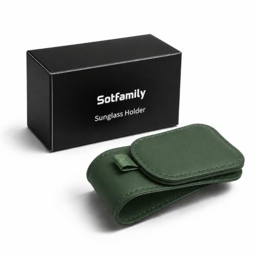 Image of Sotfamily Sunglass Holder for Car Visor, Suede Cloth Magnetic Sunglass Organizer for Car Accessories, 2 Packs, Black (Grass Green)