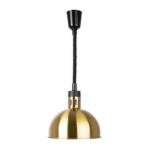 MSU - Lámpara Calefactora Cúpula Extensible | Mantén la Comida Caliente | Ideal para Buffets y Catering | Ajuste de Altura Retráctil | Compatible con Lámparas de hasta 250W, Oro