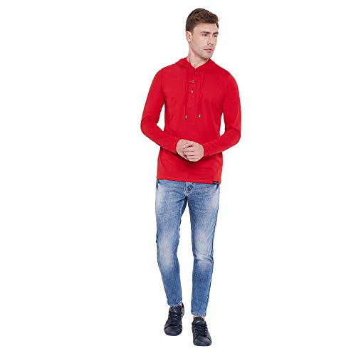 Image of LE BOURGEOIS Men Solid Regular Fit Hooded Neck Full Sleeve Cotton Sweatshirt Hoodie T-Shirt