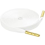 [Elerevyo] 靴紐 靴ひも 平型 レザー靴ひも シューレース 平ひも 金属チップ付き 2足 ホワイト 80cm