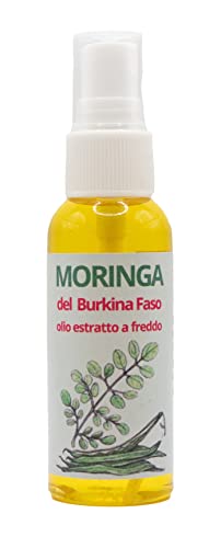Olio di Moringa puro del Burkina Faso per viso, corpo e capelli. Pressato a freddo, certificato Ecocert. Funzione antiage, nutre e ripara la pelle. (50 ml)