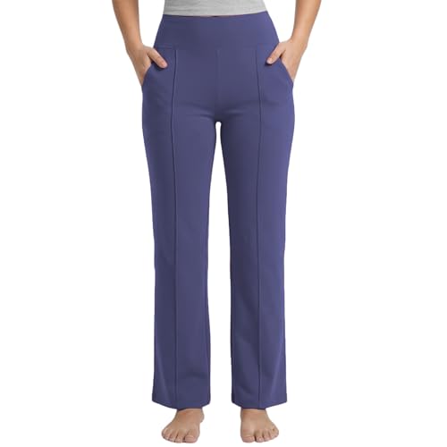 Image of NINQ Women High Waist Flare Pants Lite Regular | Smart Casual Korean Trouser for Office Wear, Gym, Sports, Travel & Daily Styling
