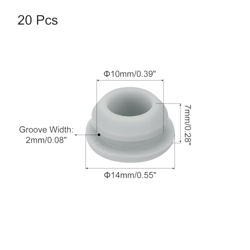Image of MECCANIXITY 20pcs Silicone Snap in Locking Hole Plugs,10mm /0.4 Inch Mounting Diameter Narrow Groove Width 2mm Panel Seal Cover Round for Kitchen Bulkheads Waterproof Sealing Plugs Grey