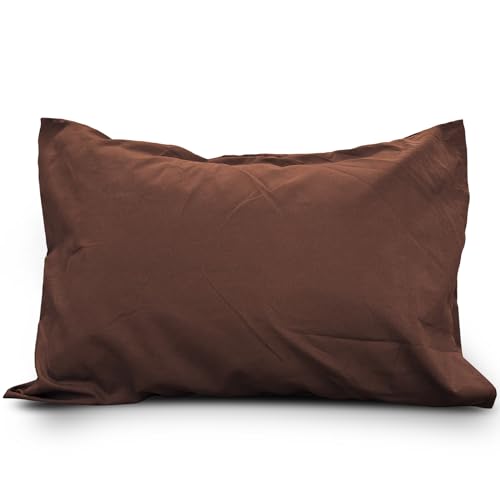 枕カバー ピローケース 封筒式 ホテル品質 抗菌 防臭 防ダニ 無地 柔らかい 洗い替え 洗える (ブラウン, 63*43CM(1枚))