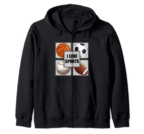 I Love Sports Baseball Basketball Fußball Erwachsene Kapuzenjacke Cover