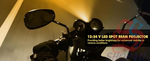 Image of 45W LED Spot Beam Fog Light with Metal Body ? Dual Lens Projector Lamp for Motorcycles, Scooty, Bikes, and Cars (12-24V, Pack of 1 with Switch, Multicolour)