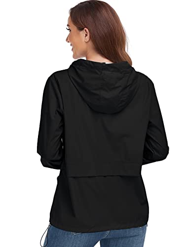 Jminger Rain Jacket For Women Packable Lightweight Hoodie Outdoor Raincoats Black Medium #TOP4