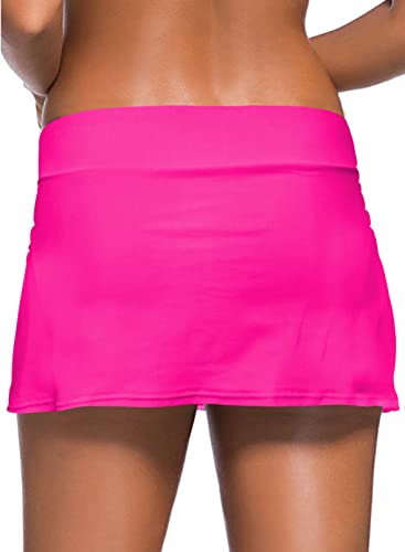 Image of REKITA Women Swim Skirt Solid Color Waistband Skort Bikini Bottom