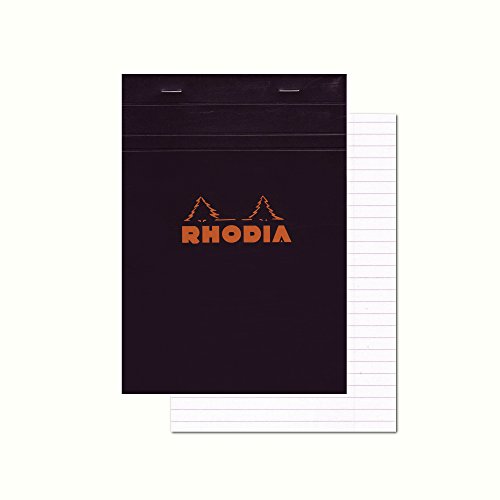 RHODIA 166009C - Bloc-Notes Agrafé N°16 Black - A5 14,8 x 21 cm - Ligné - 80 Feuillets Détachables - Papier Clairefontaine Blanc 80 g/m² - Couverture en...