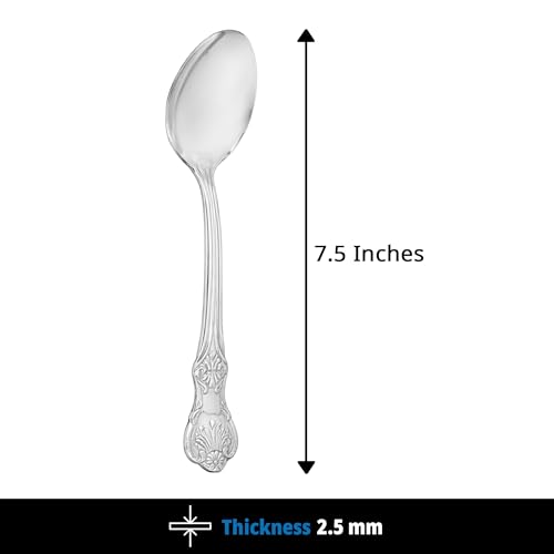 Image of Culinex Stainless Steel Dinner Spoon Set of 6, 7.5 Inch (19cm), 18 /8 (304) Heavy Duty Table Spoons, Rustproof, Dishwasher Safe Cutlery for Home & Kitchen by thinKitchen