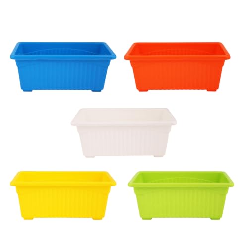 Giore Planter Gamla Rectangular Planter for Indoor & Outdoor Pack of 5 Durable & Lightweight Flower Pot for Home, Balcony, Garden & Patio Decorative Plant Container (Multi-Color)