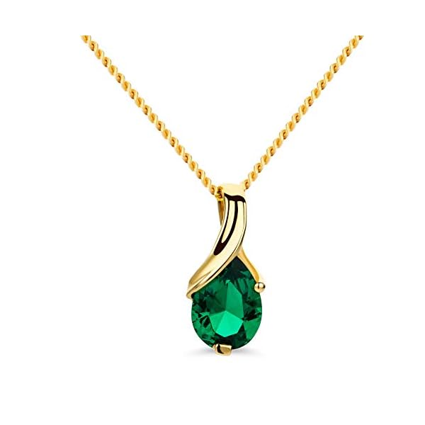 14K Gold Necklace for Women in 14K Yellow Gold/White Gold 585 with Ruby/Sapphire/Emerald/Topaz/Amethyst Gemstone/Birthstone Pendant Necklace and Gold Chain 17.7 ″ Long - Women's Jewelry