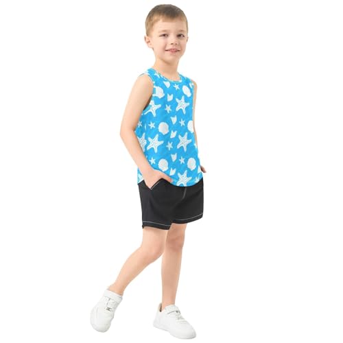 Seashell Starfish Ocean Boys Tank Tops Sleeveless Tank Top Shirts Undershirts for Summer,3T4