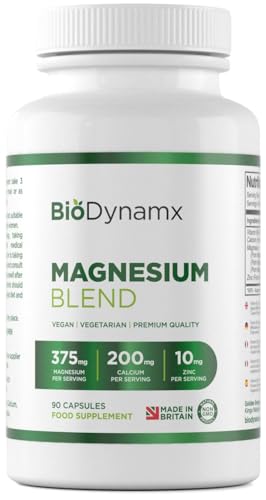 BioDynamx Magnesium 3‑in‑1 Complex 375 mg – Glycinate, Malate & Citrate – 90 High Strength Vegan Capsules (30‑Day Supply) | Energy, Recovery & Sleep Support | UK Made, GMP Certified & Allergen Free