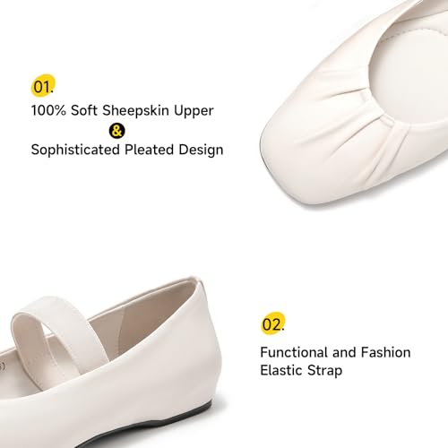 BEAU TODAY Womens Mary Janes, Leather Mary Jane Ballet Shoes for Women, Comfortable Square Toe Mary Jane Flats Casual Business4
