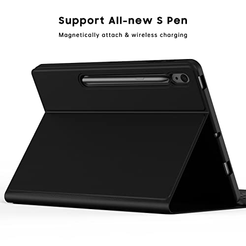 For Samsung Galaxy Tab S7 Fe / S7 Plus /S8+ 12.4 Inch Case With Keyboard - Smart Detachable Wireless Touchpad Tablet Keyboard Cover - Tab S7 Fe 2021/ S7+ 2020/S8+ Keyboard Case With S Pen Holder Black #TOP4