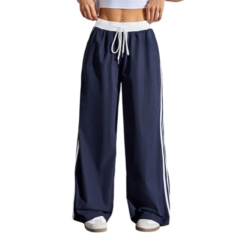 Grunge Y2k Clothes Streetwear Jersey Pants Cute Drawstring Baggy Straight Leg Track Pants Womens Wide Leg Sweatpants
