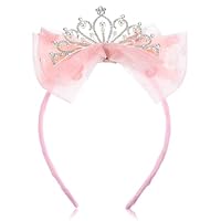 Ymapinc Rosa Prinzessin Krone Mädchen,Süße Fee Diadem mit Tüllschleife Krone Geburtstag Tiara Rosa Kopfschmuck für Kleinkinder