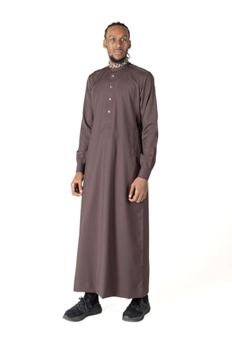 Mens Thobe Exclusive Long Sleeve Kaftan Traditional Islamic Long Gown Jubba Thawb for Men