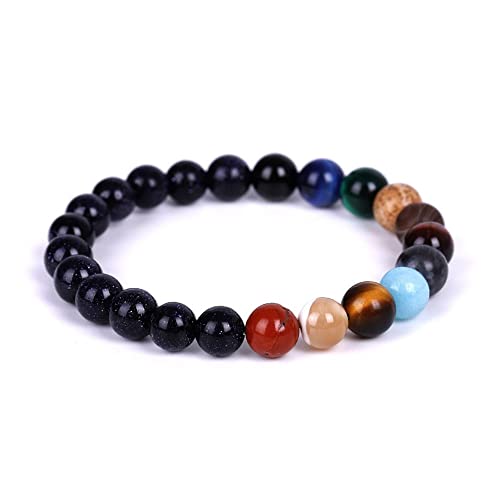 Bracelet Système Solaire pour homme et femme, bijou d'astronomie en perles