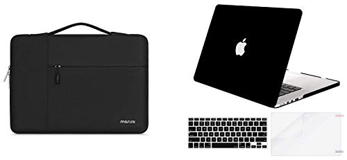 MOSISO Plastic Hard Shell Case & Corner Protection Laptop Sleeve Bag Compatible with Older Version MacBook Pro Retina 13 inch (Models: A1502 & A1425) (Release 2015 - end 2012), Black