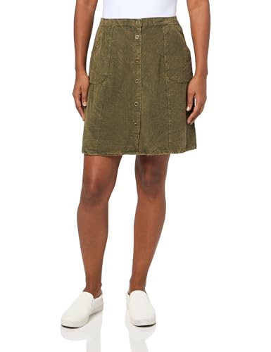 Angie Women's Corduroy Button Up Skirt with Panels and Pockets