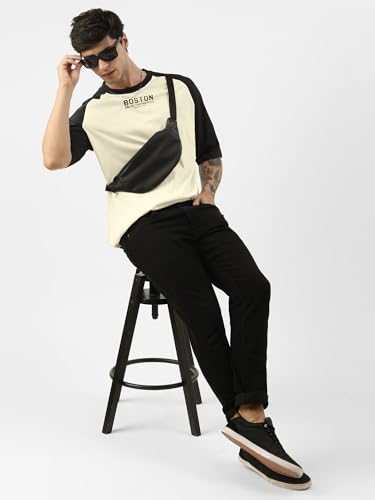 Image of Maniac||Mens||Printed||Round Neck||Raglan||Half Sleeve||Cotton||Oversized||Tshirt