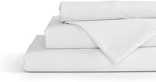 100% Cotton Percale Sheets Queen Size, White, Deep Pocket, 4 Piece - 1 Flat, 1 Deep Pocket Fitted Sheet and 2 Pillowcases, Crisp Cool and Strong Bed Linen