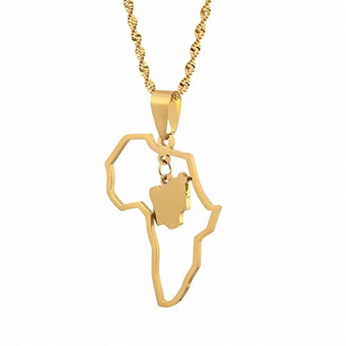 VALKEM Accesorios para hombre y mujer Joyería de color oro africano África Nigeria Mapa Collares colgantes para mujeres Aniversario de bodas, Día de San Valentín, regalo de cumpleaños de Navidad
