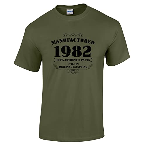 Bang Tidy Clothing 40th Birthday Gifts for Men Manufactured 1982 T Shirt MGreen-L