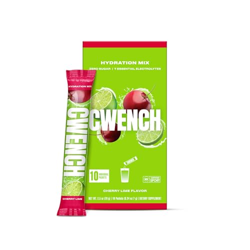 CWENCH HYDRATION Sugar Free Electrolyte Hydration Drink Mix Cherry Lime 10 Single Serve Packets Instant Hydration Mix with Premium Electrolytes for Performance Wellness Travel and Everyday Use