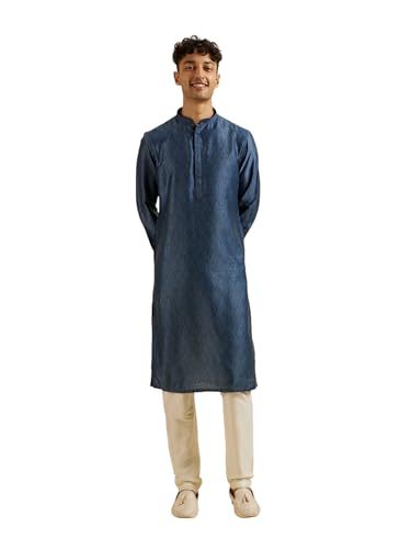 Kurta Manyavar 2 pièces homme en satin imprimé : le confort élégant pour vos cérémonies
