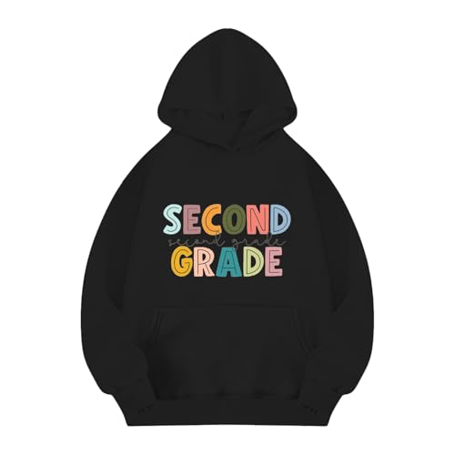 Second Grade Graphic Sweatshirts with Hood Back to School Clothes First Day of Preschool Long Sleeve Comfort Shirts3