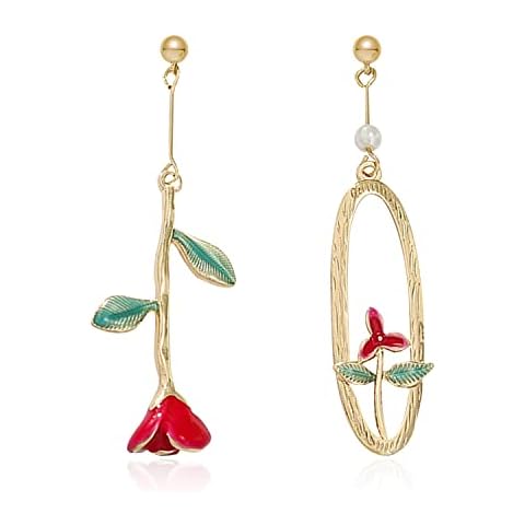 TIANBANGSHI 925 Sterling Silver Rose Flower Earrings Fashion and Romantic Vintage Rose Pendant Earrings Precious Dainty Jewelry Gift for Women Girls, Metal, np Cover