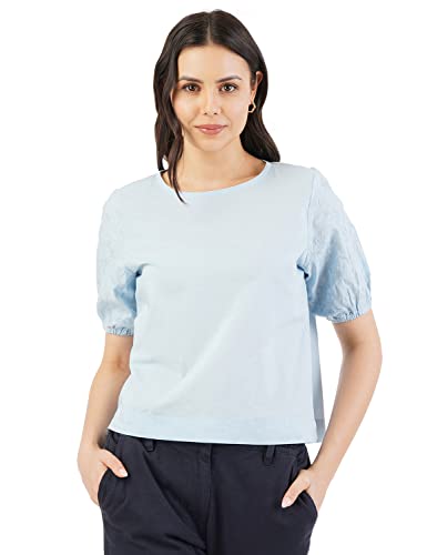 Image of FYLTR Women's Casual Fashion Top -Round Neck, Elasticated Half Sleeves, Soft Handfeel