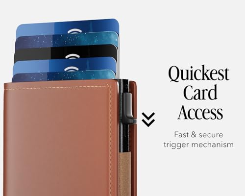 TITAN X Trifold With Clip Wallet | Minimalist Slim Metal Leather anti RFID Wallet | Front Pocket Minimalist Wallet For Men, Gift Boxed (Light Brown Leather)3