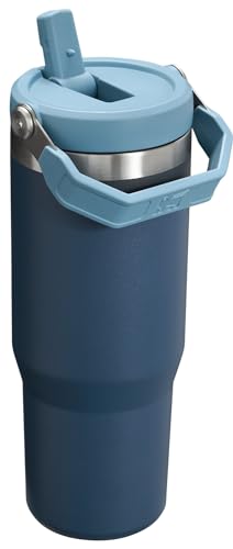 Stanley IceFlow Flip Straw Tumbler with Handle 30 oz | Twist On Lid and Flip Up Straw | Leak Resistant Water Bottle | Insulated Stainless Steel |BPA-Free | Navy