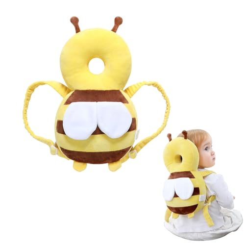 Mikiuly Protector de Cabeza para Bebés, Almohadillas de Seguridad Ajustables, Almohada Protección para la Cabeza del Bebe, Almohada Mochila de Protección, para Bebé Aprende a Caminar o Correr, Abeja