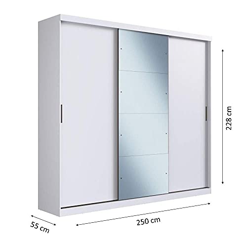 Guarda Roupa Casal 3 Portas Correr 6 Gavetas e Espelho Tiatã Yes Casa Branco